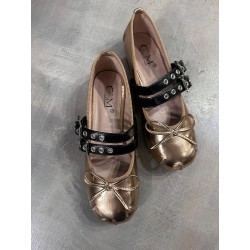 Ballerina modello MiuMiu rosa con fibbie nere - 8148