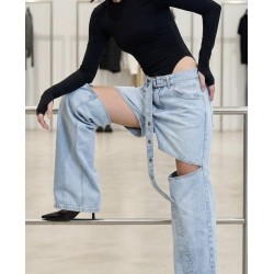 Jeans Wide-leg con Cut-out...